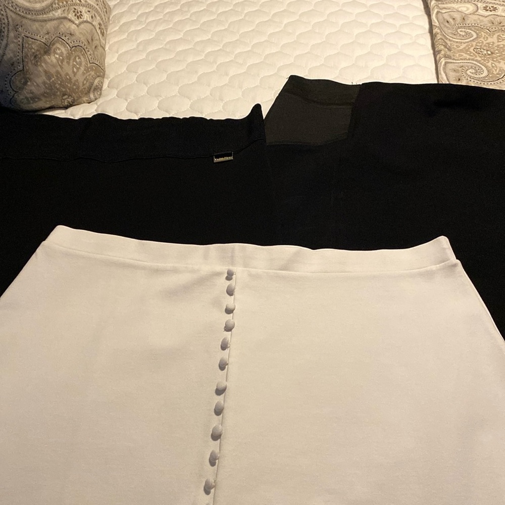Three knit a line skirts, Calvin Klein, 26”IRIS 28” MESSIN  33” in length size